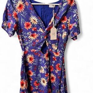 Unik Boutique Floral Blue dress. Size small. New with tags